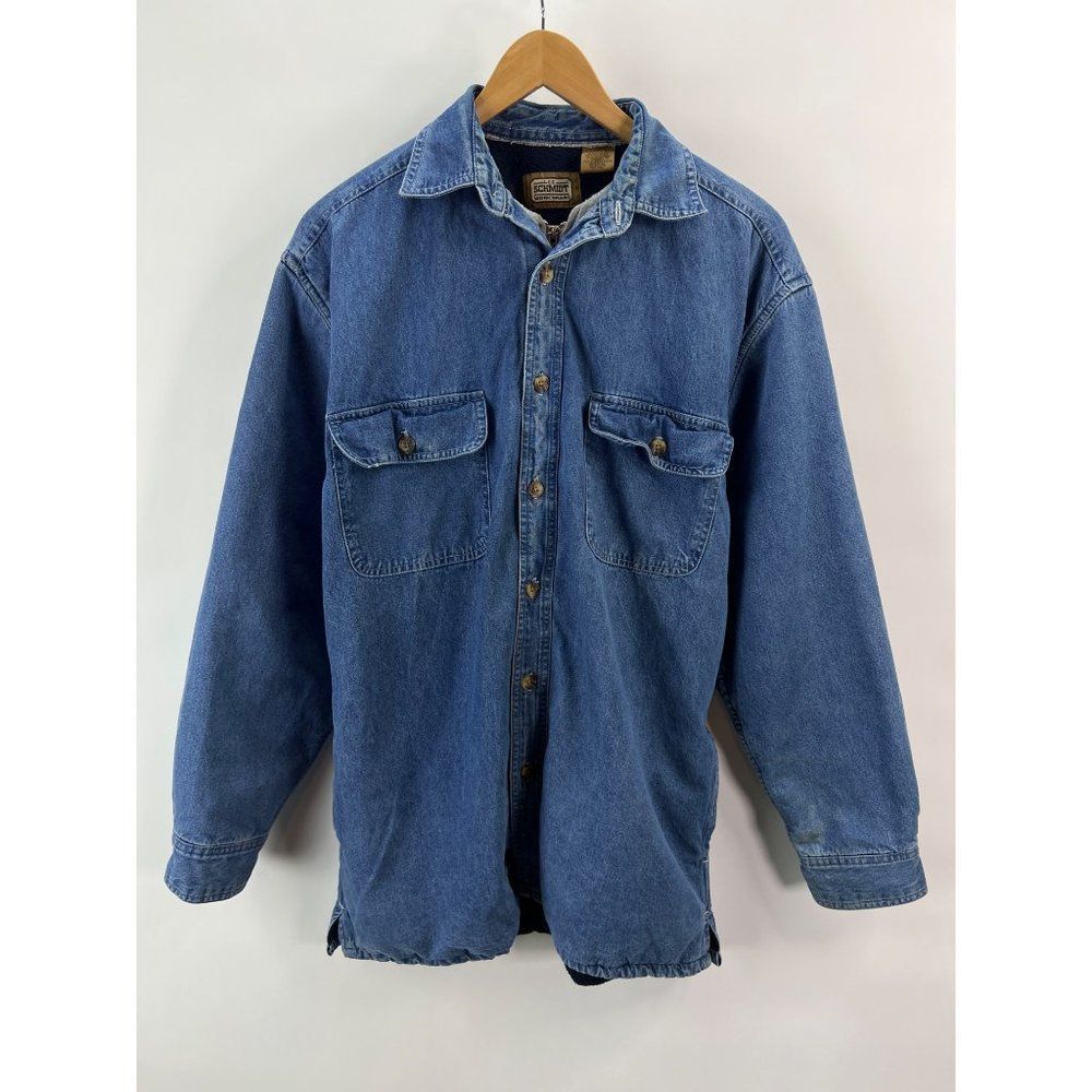 Schmidt Work Wear Sz M Jean Jacket Lined Button Up Zip - Picture 1 of 12